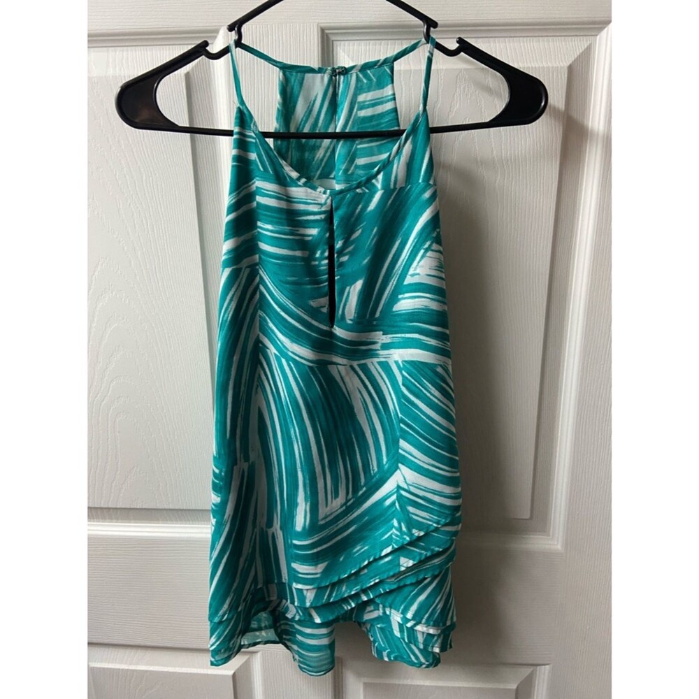 NWT Banana Republic Teal and White Abstract Halter Top Medium